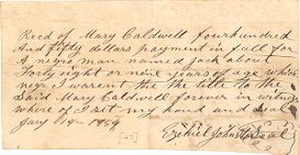 Mary Caldwell receipt for purchase of an enslaved person, January 14th, 1854